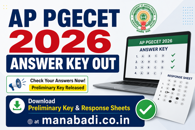 AP PGECET 2026 Answer Key Out: Download Preliminary Key & Response Sheets at manabadi.co.in