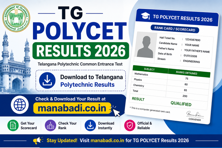 TG POLYCET Results 2026 Out : Download to Telangana Polytechnic Results at manabadi.co.in