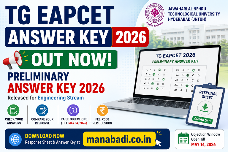 TG EAPCET Answer Key 2026 Out: Final Answer Key 2026 Released, DownloadÂ at manabadi.co.in