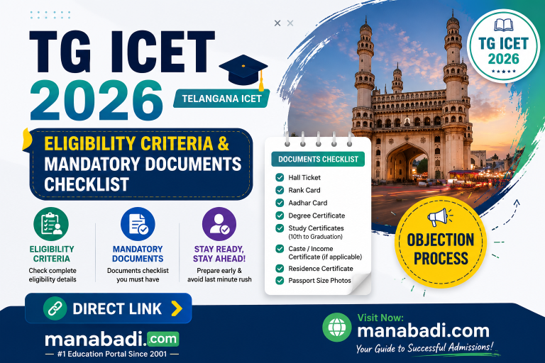 TG ICET 2026 Eligibility Criteria & Required Documents at Manabadi