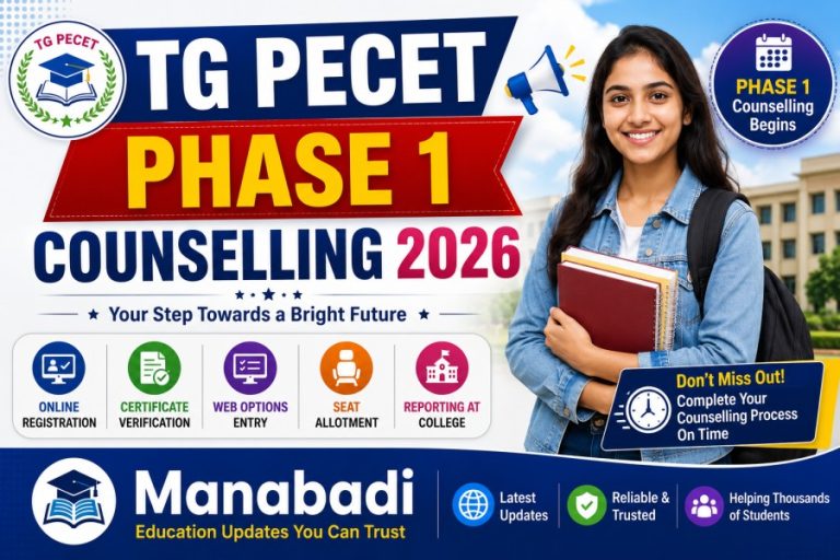 TG PECET Counselling 2026: Phase 1, College Reporting Closes, TS PECET, Seat Allotment Process at Manabadi