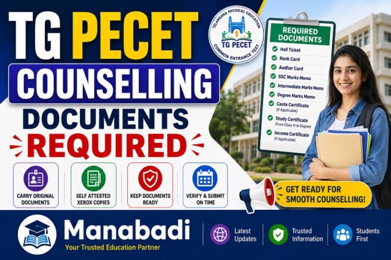 TG PECET Counselling 2026: Documents Required & Certificate Verification Process at Manabadi.co.in