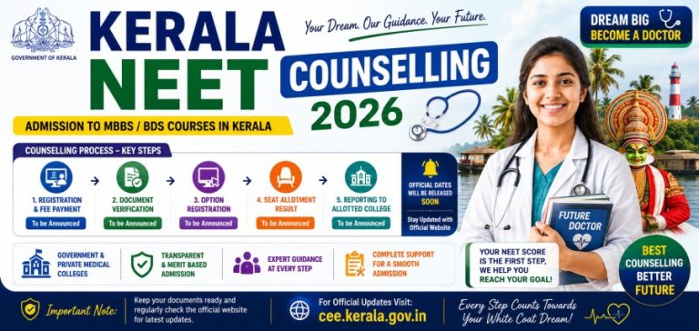 Kerala NEET UG Counselling 2026: Round 3 Dates Out Soon, Final Seat Allotment Out, Documents & Complete Counselling Process at Manabadi