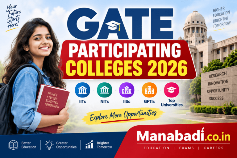 GATE Participating Colleges 2026: IITs, NITs, IIITs, IISc and Other Institutes Accepting GATE Score, complete list at Manabadi