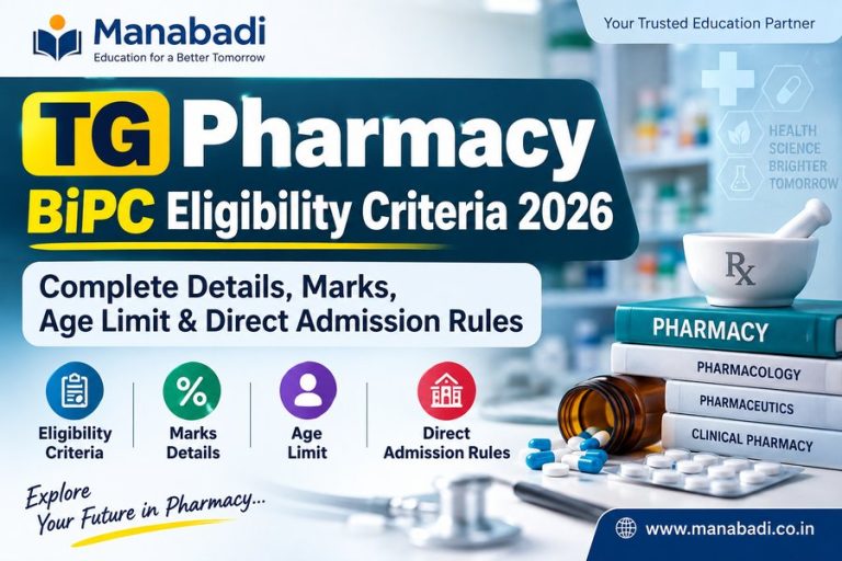 TG Pharmacy BiPC Eligibility Criteria 2026: Complete Details, Marks, Age Limit & Direct Admission Rules at manabadi