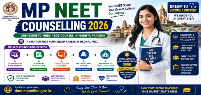 MP NEET UG Counselling 2026: Mop Up seat allotment Out , College Reporting Dates, Details at Manabadi