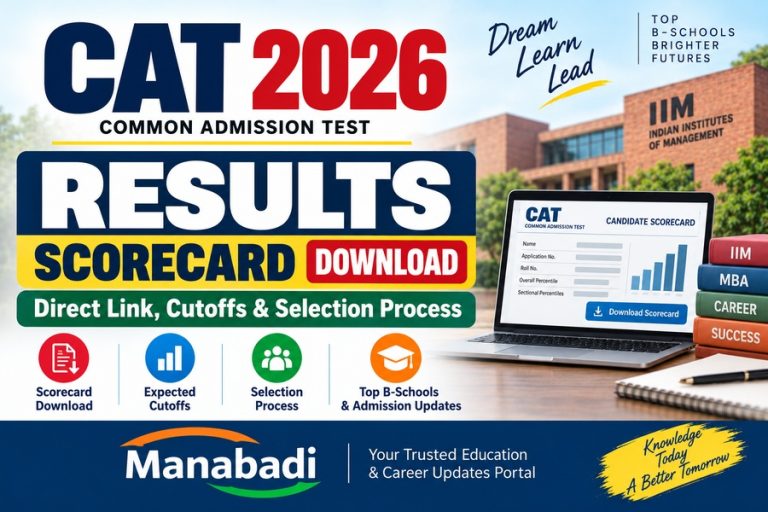 CAT 2026 Results : Scorecard Download, Direct Link, Cutoffs & Selection Process at Manabadi