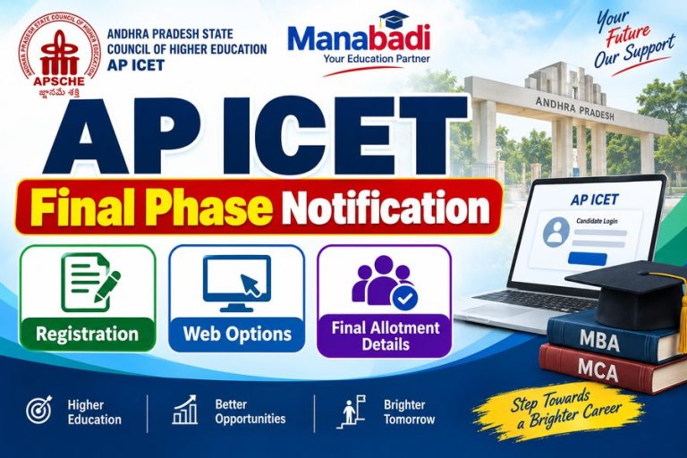 AP ICET Final Phase Seat allotment (OUT) : Spot Admissions & Seat Vacancy Details at Manabadi