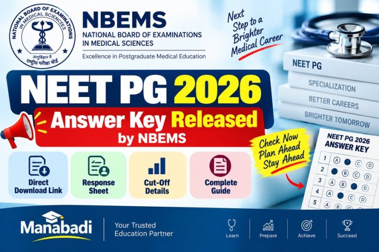 NEET PG 2026 Answer Key Released by NBEMS: Direct Candidate Login Link & Response Sheet Details at Manabadi